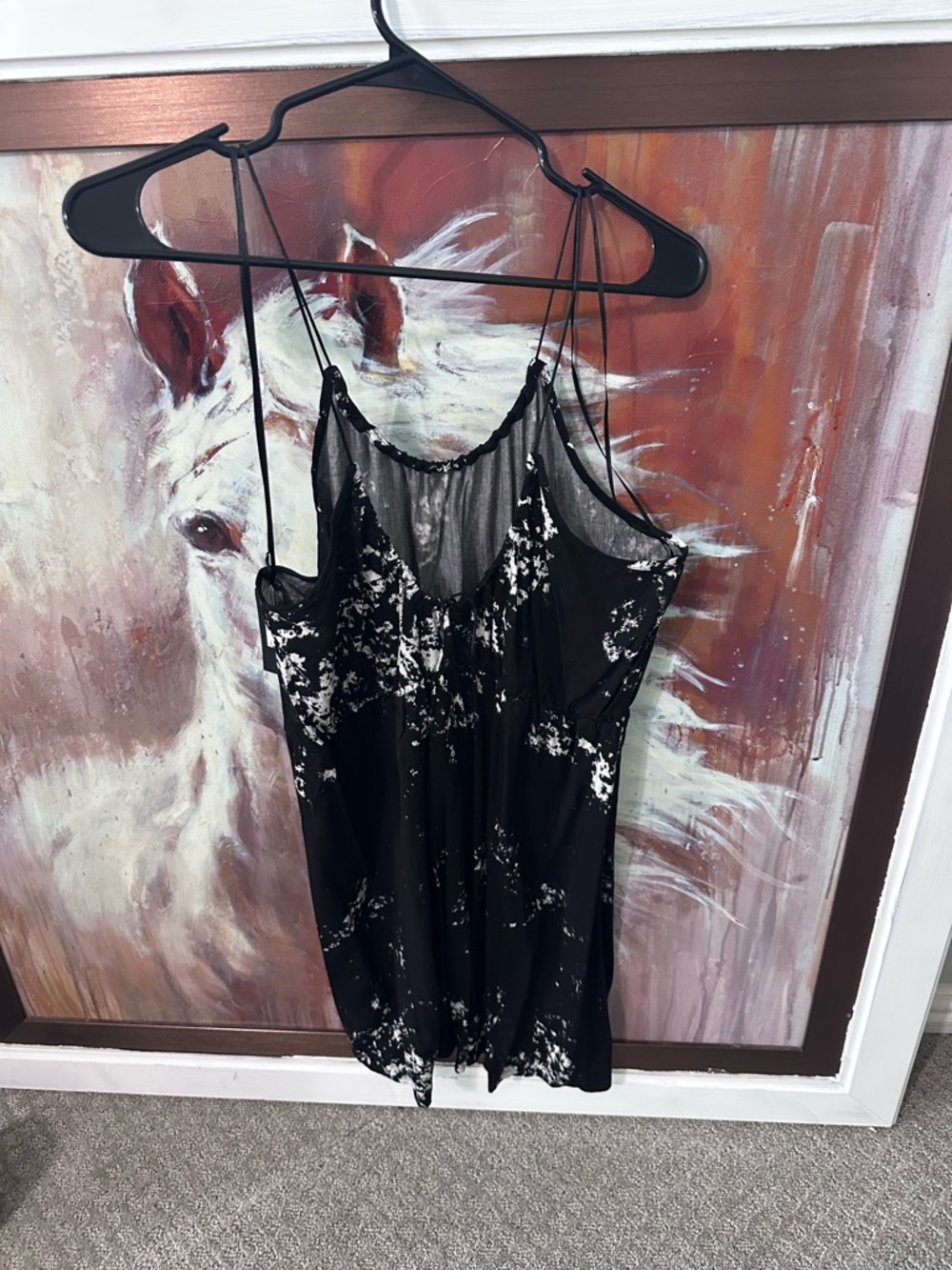 Black & White Marble Print Slip Dress - Women's Intimates